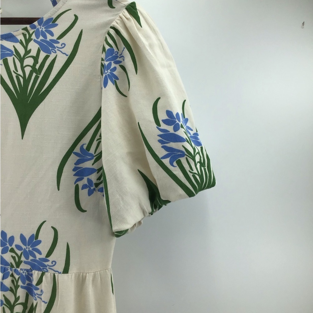 Zara Sofia Puff Sleeves Cream Maxi Dress Floral Design - Picture 4 of 10